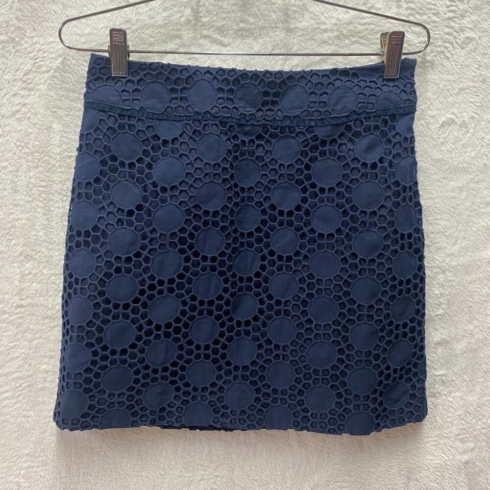 Vineyard Vines Margo Mini Skirt Women's 2 Navy Ellie Eyelet Cotton Lined Coastal